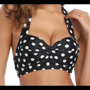 NWT Tempt Me Black and White Polka Dot Bikini Top Size Medium